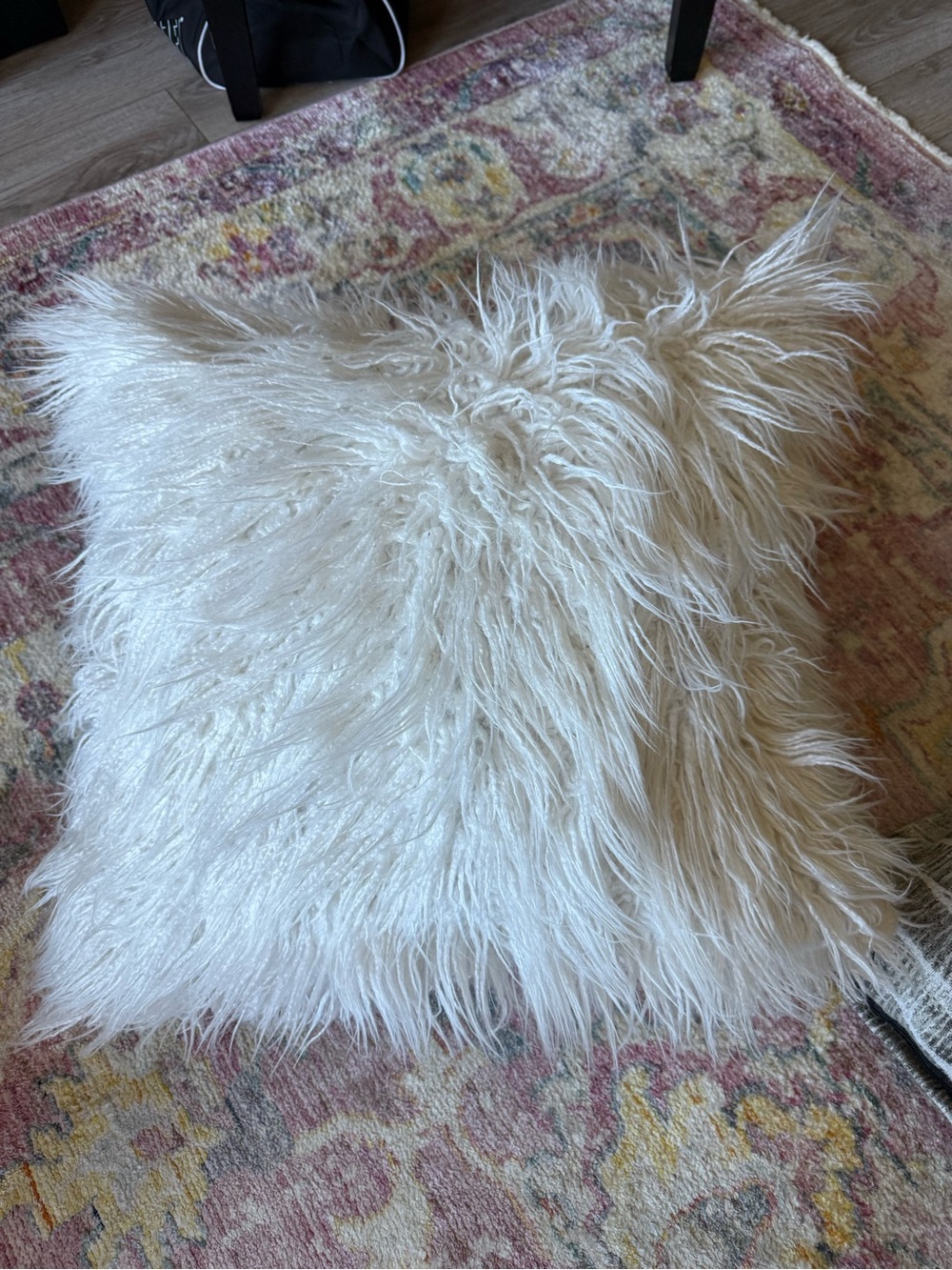 Faux Fur Decorative Throw Pillow COVER - Ivory